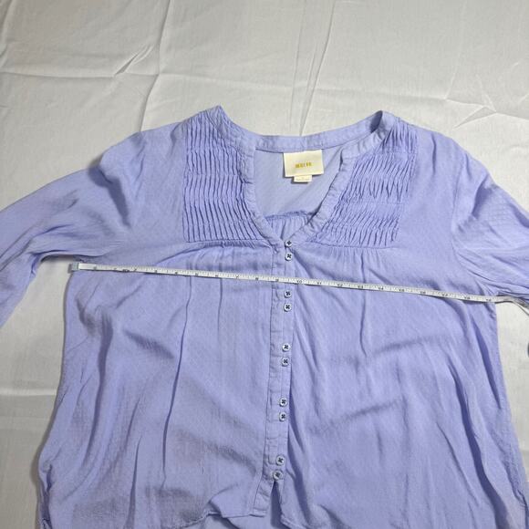 Maeve Pintuck Button Blouse Lavender Women’s 6 Peasant Cottagecore Puff Boho - Picture 5 of 16